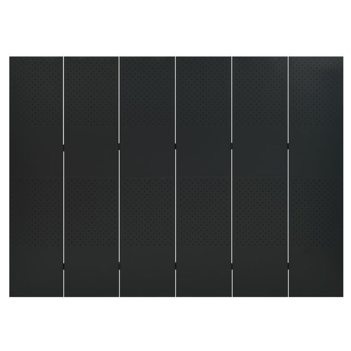 Cloison de séparation 6 panneaux Noir 240x180 cm Acier - Photo n°2