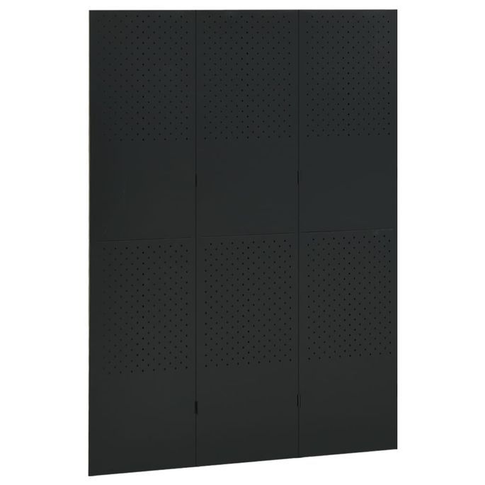 Cloison de séparation à 3 panneaux Noir 120x180 cm Acier - Photo n°3