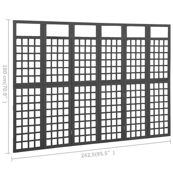 Cloison de séparation à 6 panneaux Bois de pin Noir 242,5x180cm - Photo n°6
