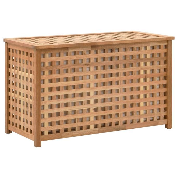Coffre de blanchisserie 77,5x37,5x46,5 cm Bois massif de noyer - Photo n°1