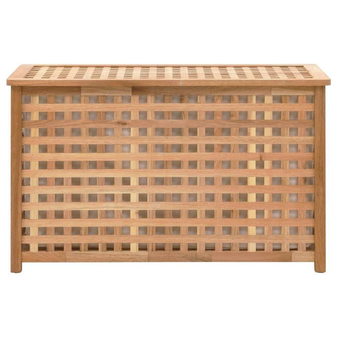 Coffre de blanchisserie 77,5x37,5x46,5 cm Bois massif de noyer - Photo n°3