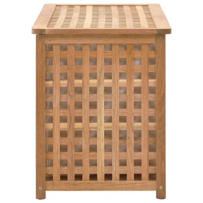 Coffre de blanchisserie 77,5x37,5x46,5 cm Bois massif de noyer - Photo n°4