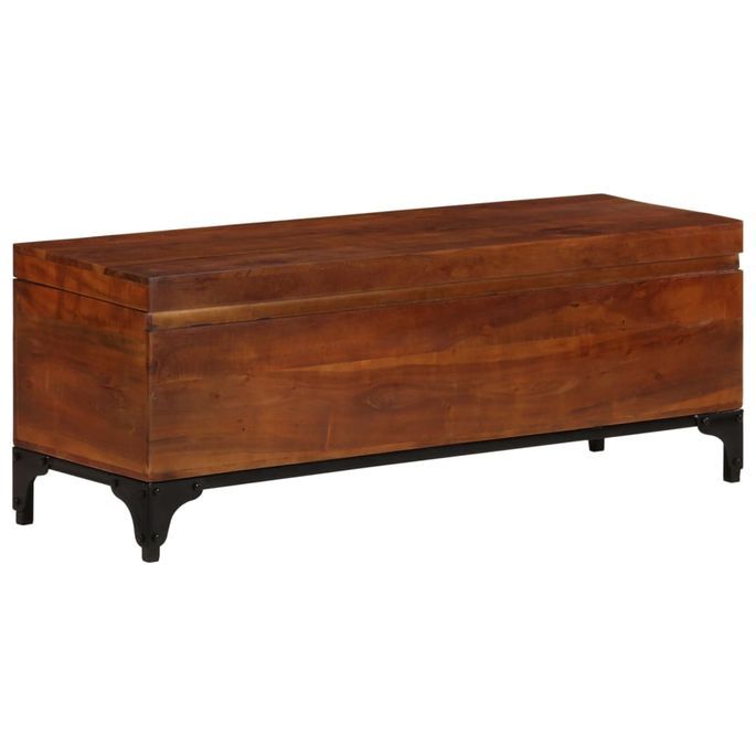 Coffre de rangement 110x35x41 cm Bois d'acacia solide - Photo n°12