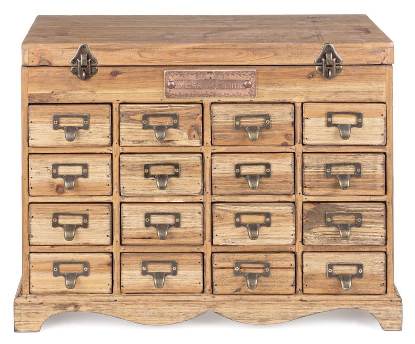 Coffre en bois de pin 16 tiroirs bois clair Alane - Lot de 2 - Photo n°2