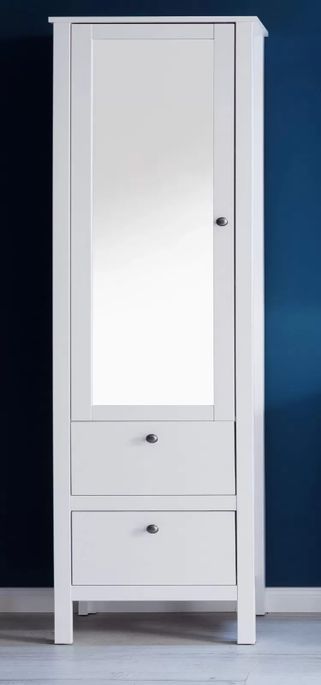 Colonne salle de bain 1 porte 2 tiroirs mélaminé blanc Leone - Photo n°6