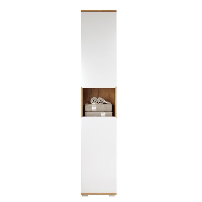 Colonne salle de bain blanc brillant et chêne artisanal Klara 37 cm - Photo n°6