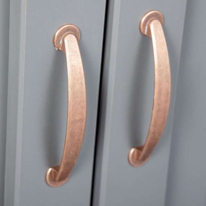 Commode 2 portes 2 tiroirs pin massif foncé et gris Luza - Photo n°4