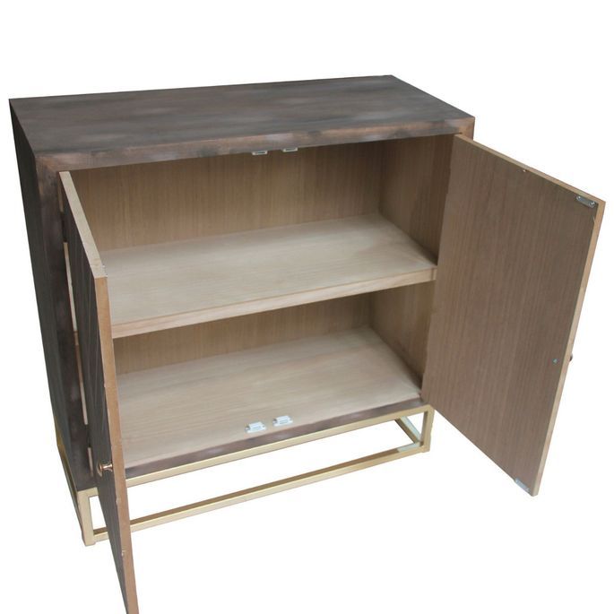 Commode 2 portes chêne foncé et pieds métal foncé Nilia - Photo n°4