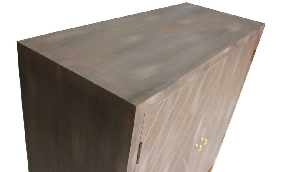 Commode 2 portes chêne foncé et pieds métal foncé Nilia - Photo n°5