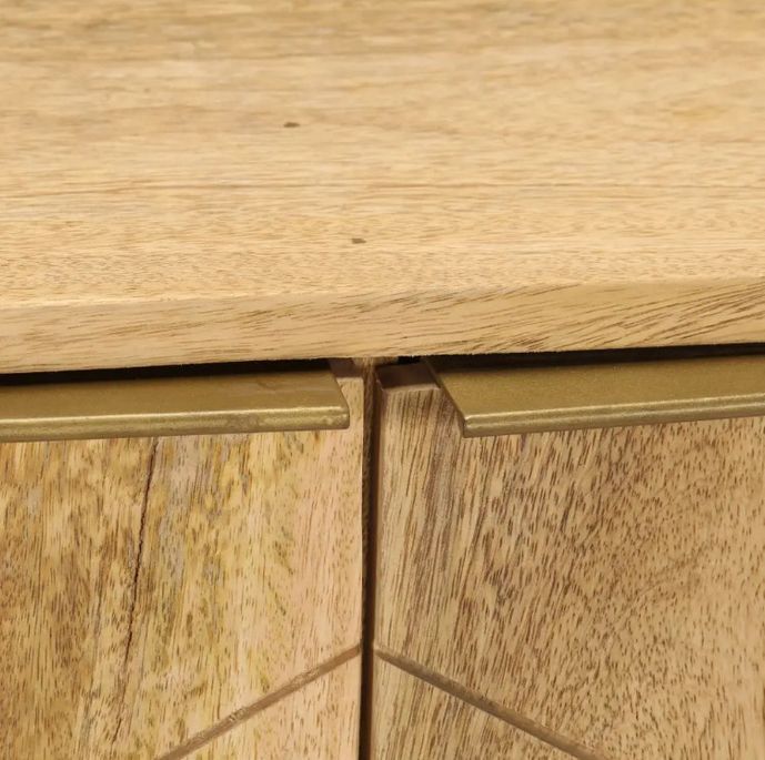 Commode 2 portes manguier massif clair et pieds métal doré Soprana - Photo n°7