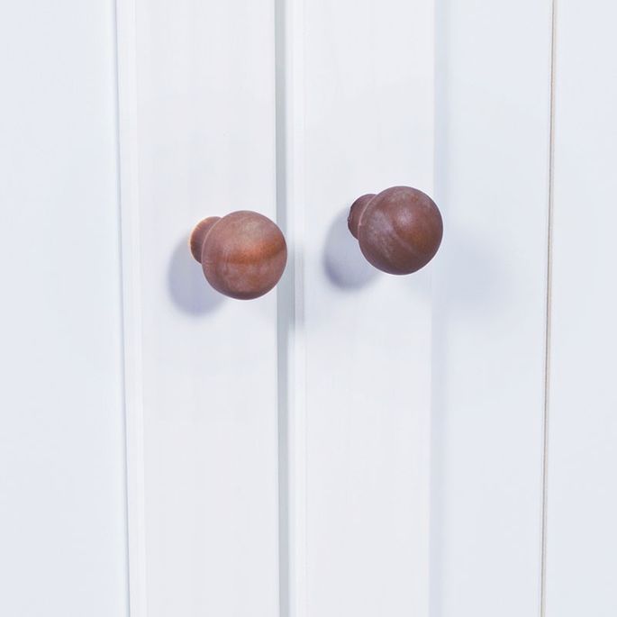 Commode 2 portes pin massif foncé et blanc Campanou 90 cm - Photo n°4