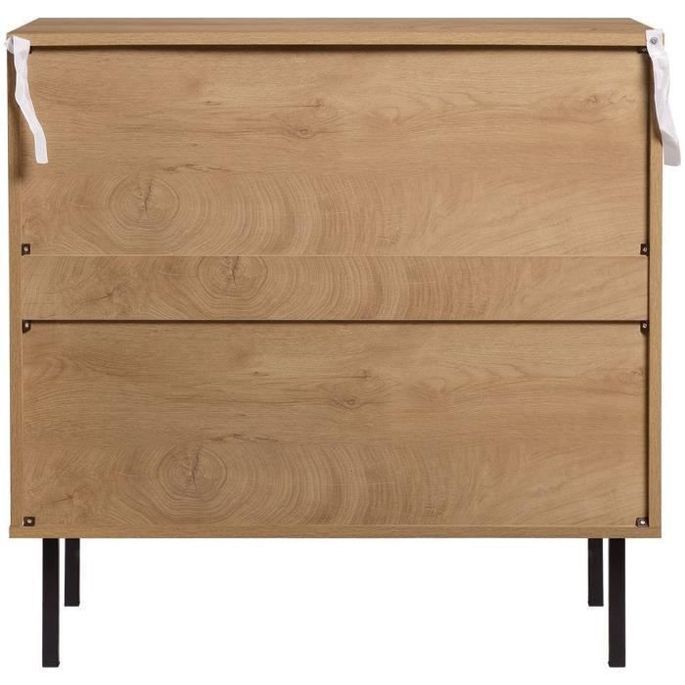 Commode 3 tiroirs - En panneaux de particules avec piétement en métal noir - RUSSELL - Photo n°5