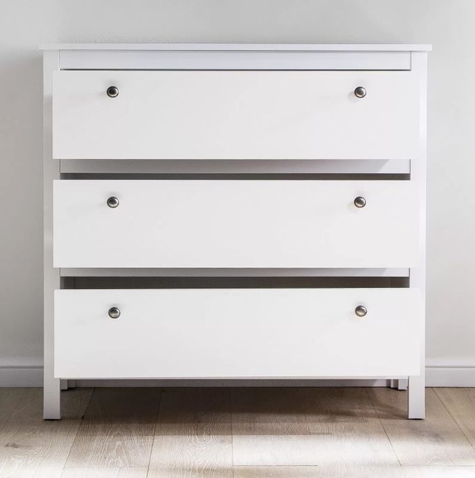 Commode 3 tiroirs mélaminé blanc Leone - Photo n°3