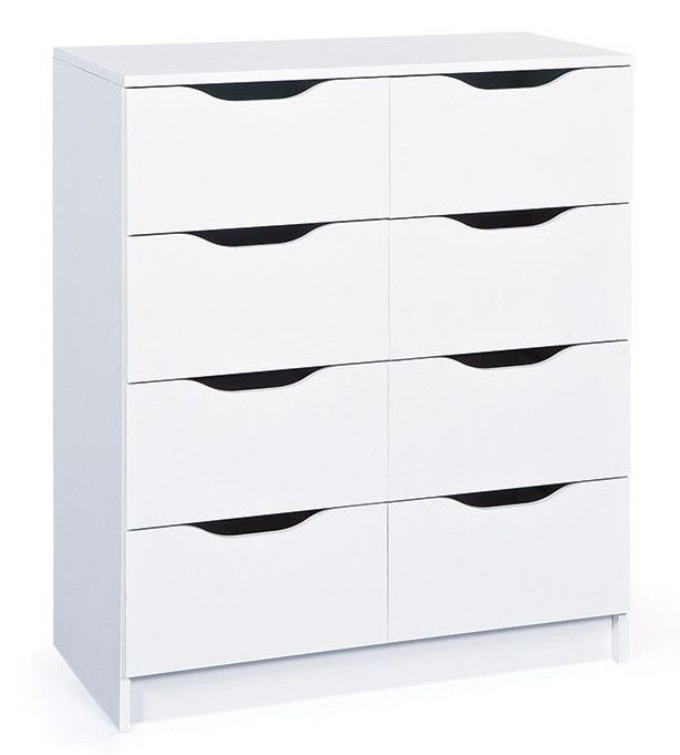 Commode 8 tiroirs bois mélaminé blanc Bakus - Photo n°1