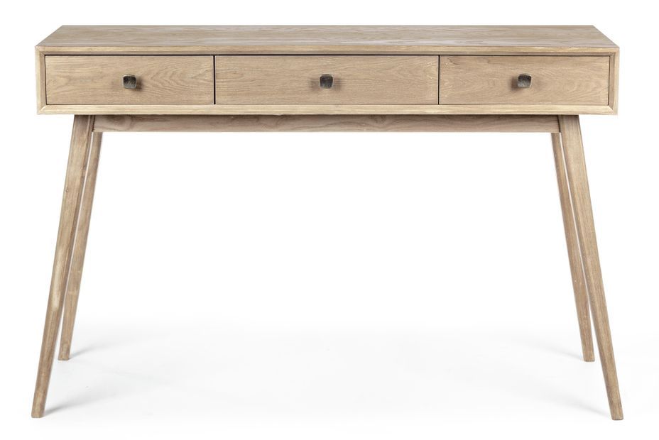 Console 3 tiroirs en bois de frêne naturel Yanky 120 cm - Photo n°1