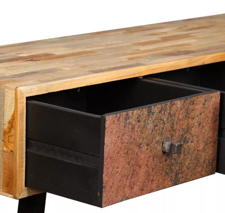 Console 4 tiroirs teck recyclé et pieds métal noir Voust - Photo n°6