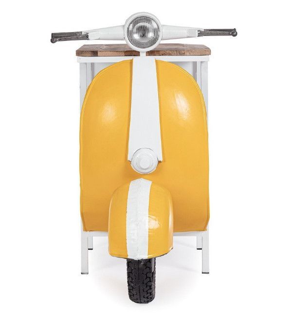 Console bar Vespa acier jaune et blanc mat avec étagere 104 cm - Photo n°3