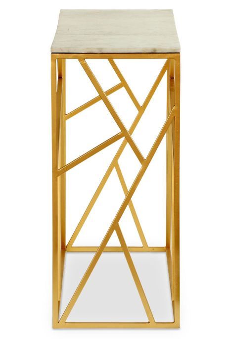 Console design marbre blanc et pieds métal doré Ozuli 100 cm - Photo n°3