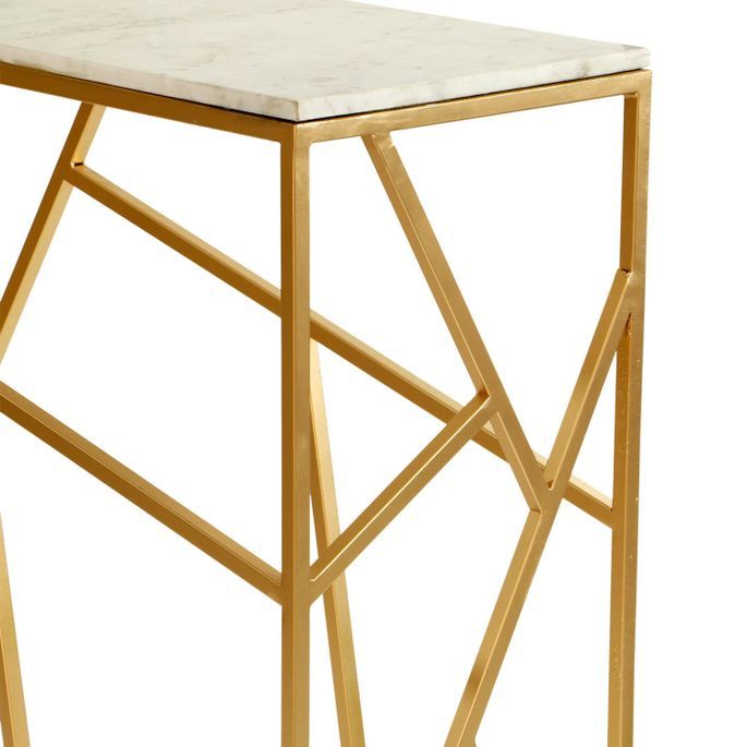 Console design marbre blanc et pieds métal doré Ozuli 100 cm - Photo n°4