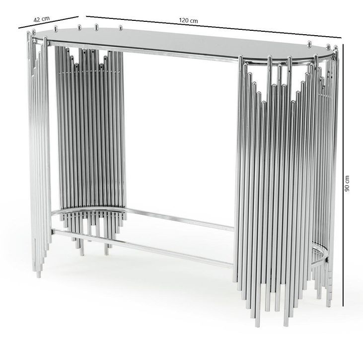 Console design métal chromé avec plateau en verre Stoner 120 cm - Photo n°4