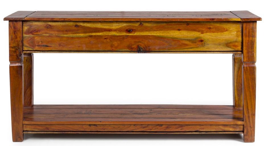 Console en bois d'acacia massif finition rustique marron 4 tiroirs Kastela 150 cm - Photo n°4