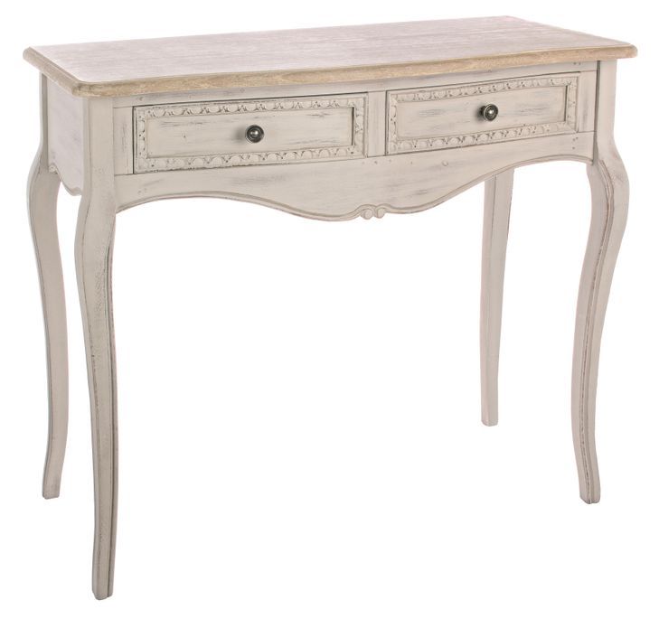 Console en bois de paulownia beige 2 tiroirs Jara 90 cm - Photo n°2