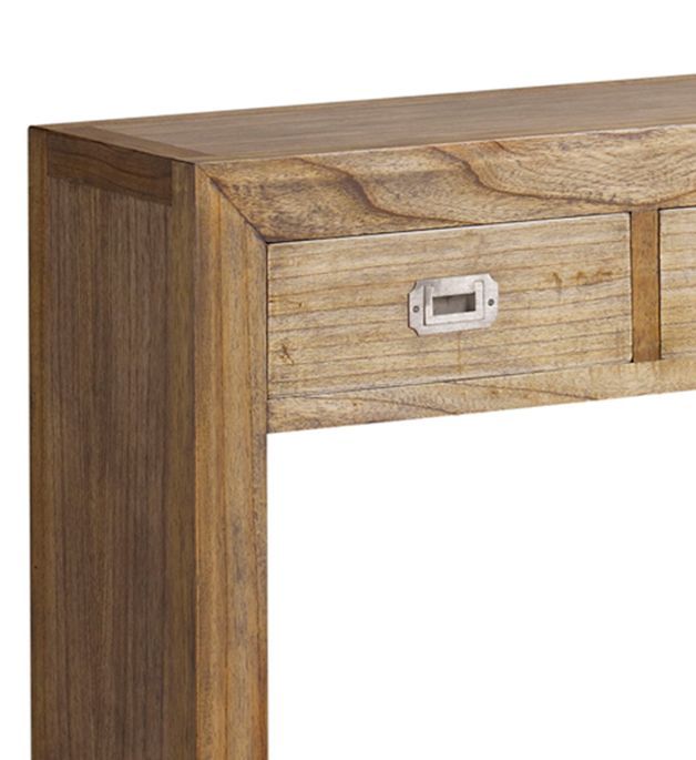Console en bois massif de Mindy naturel 3 tiroirs Mazari 100 cm - Photo n°3