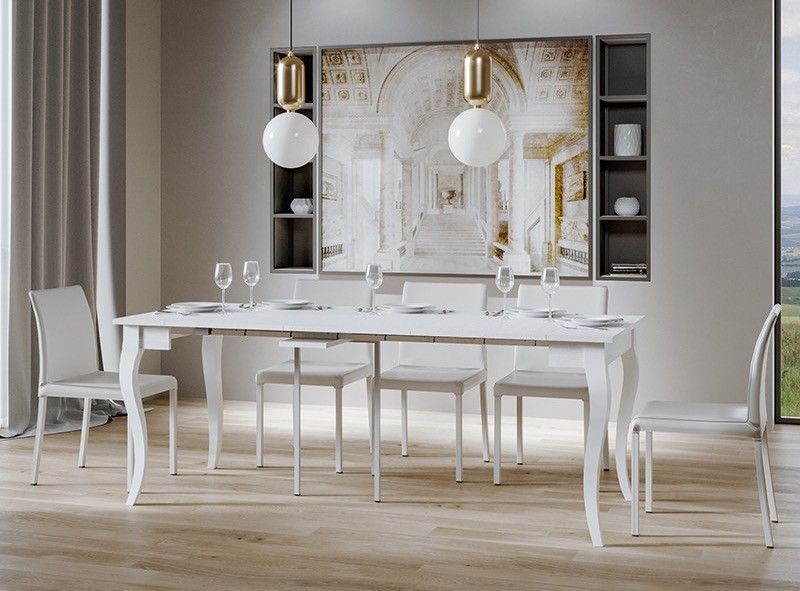 Console extensible blanche 12 places - 48 à 308 cm Landie - Photo n°4