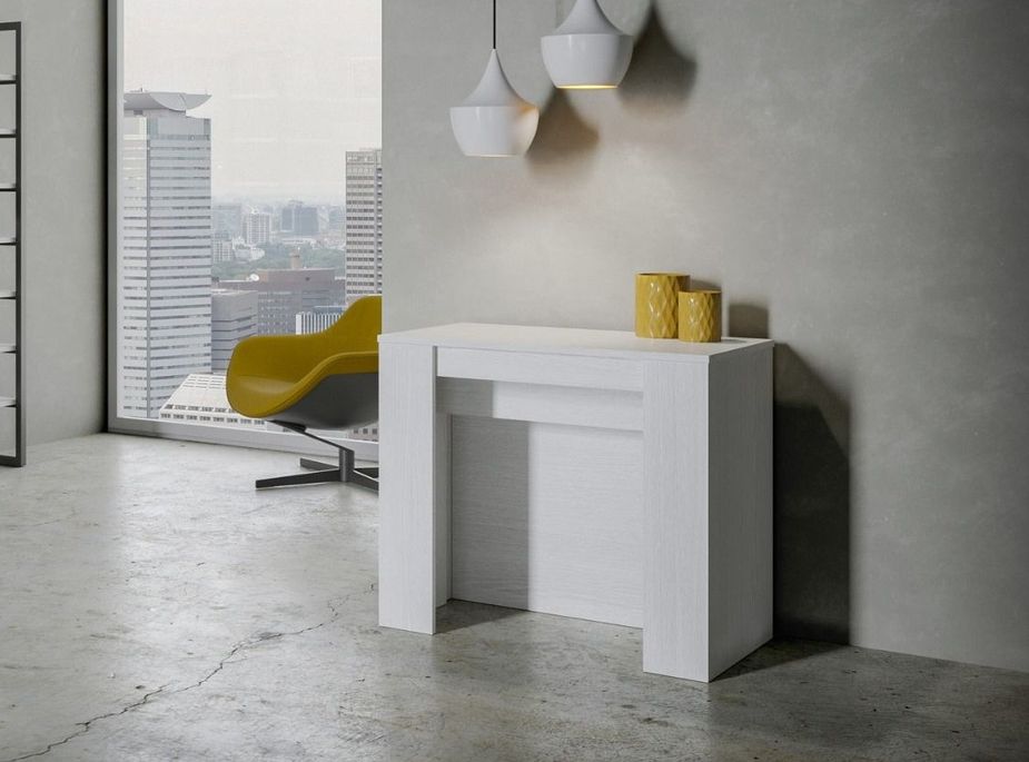 Console extensible bois blanc 14 personnes 48 à 296 cm Voary - Photo n°2