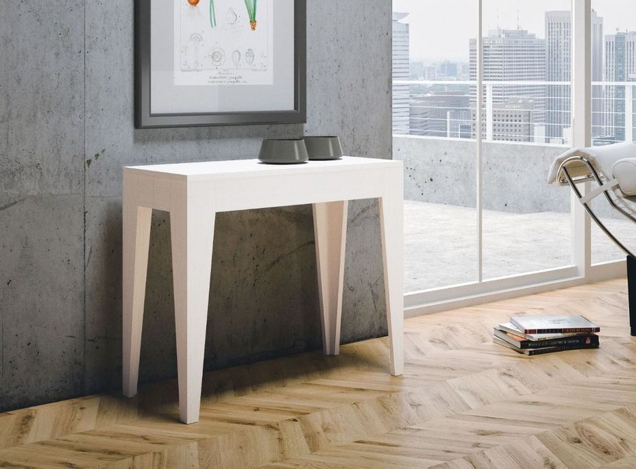 Console extensible bois blanc 8 personnes 42 à 198 cm Kanda - Photo n°5
