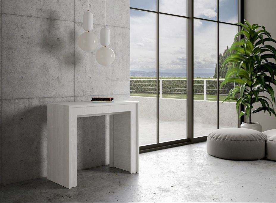 Console extensible bois blanc 8 personnes 42 à 198 cm Mila - Photo n°4