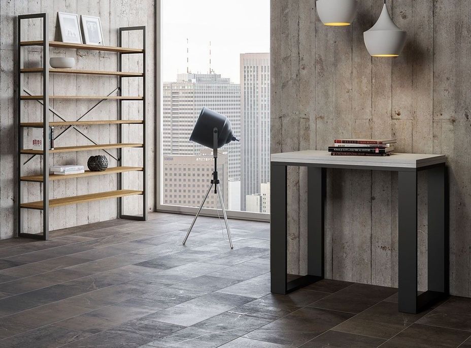Console extensible bois blanc et acier anthracite 45/90 cm Noceta - Photo n°3