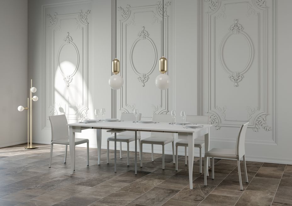 Console extensible classique bois blanc 14 places 48 à 308 cm Silia - Photo n°3