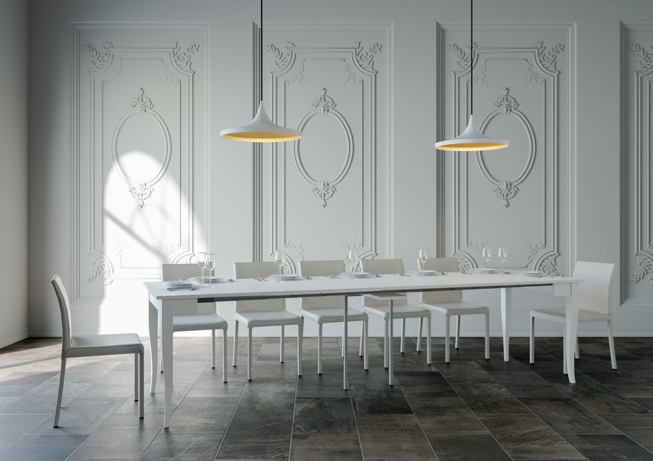 Console extensible classique bois blanc 14 places 48 à 308 cm Silia - Photo n°4