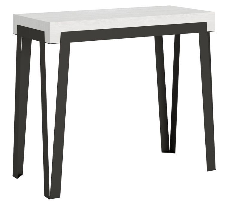 Console extensible design blanche et gris foncé 12 personnes 40 à 300 cm Konta - Photo n°1