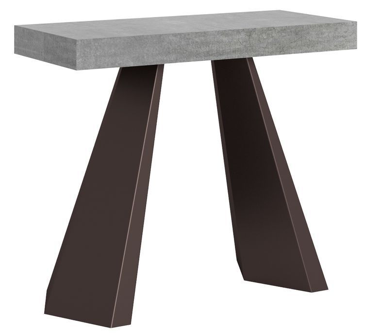 Console extensible design bois gris ciment et métal marron 40 à 300 cm Diamant - Photo n°1
