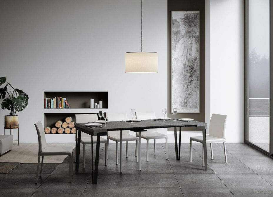 Console extensible design gris béton et gris foncé 8 personnes 40 à 196 cm Konta - Photo n°4