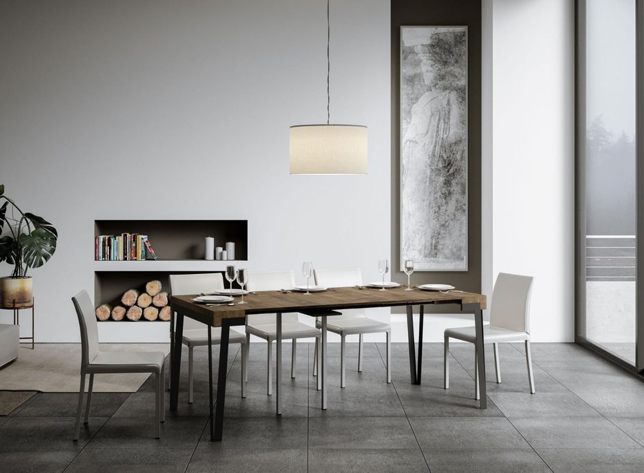 Console extensible design marron et gris foncé 12 personnes 40 à 300 cm Konta - Photo n°6