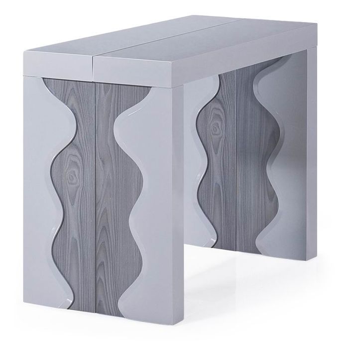 Console extensible laqué et chêne gris Riella 50/250 cm - Photo n°1