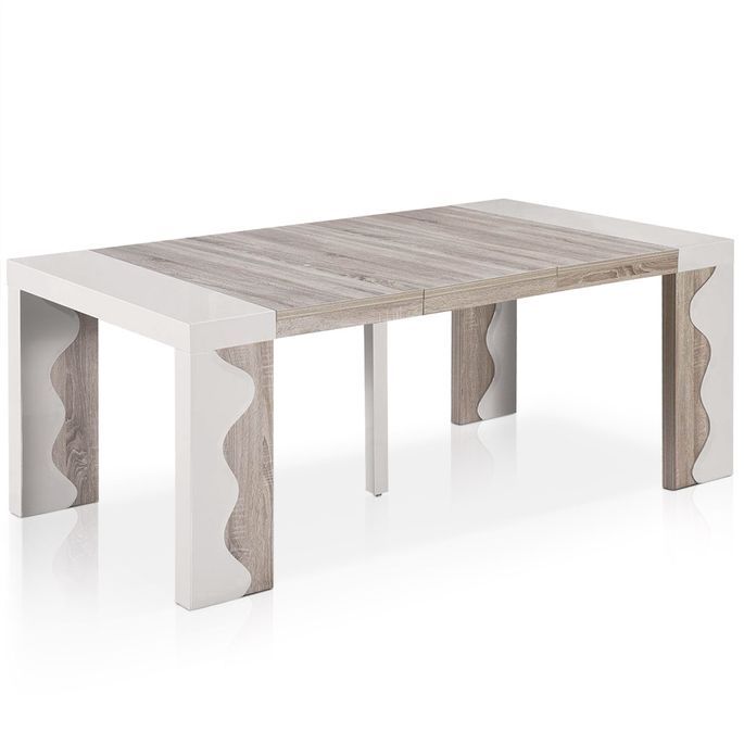 Console extensible laqué ivoire et chêne Riella 50/250 cm - Photo n°2