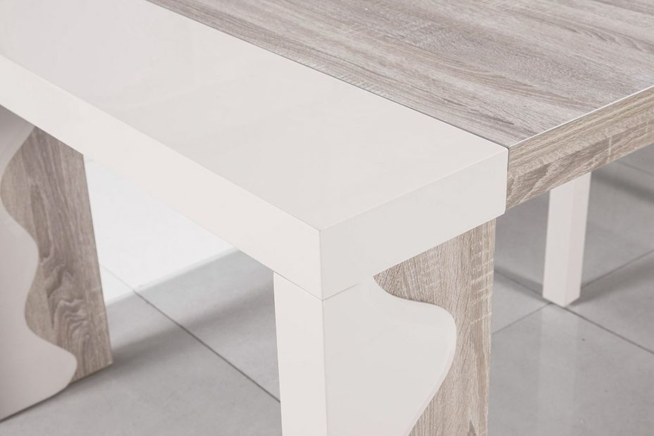Console extensible laqué ivoire et chêne Riella 50/250 cm - Photo n°5