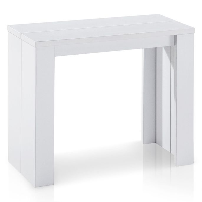 Console extensible mélaminé blanc Kunz 40/190 cm - Photo n°1