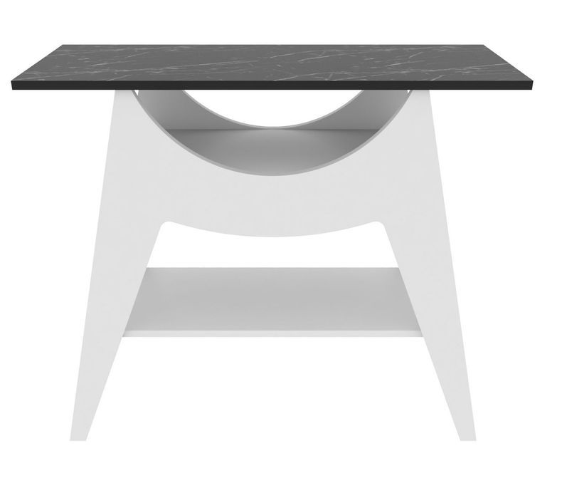 Console fixe bois blanc et noir effet marbre Ursula 100 cm - Photo n°5