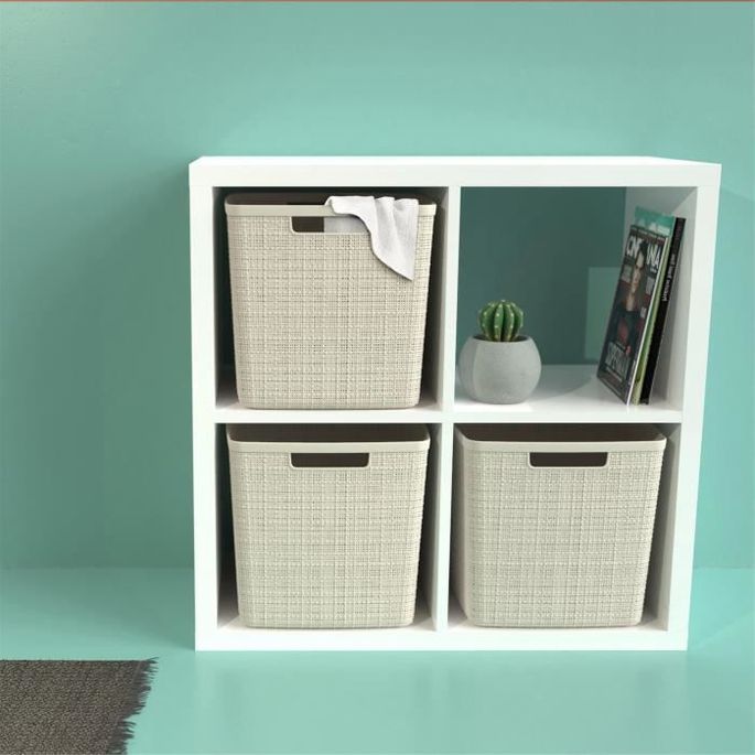 CURVER Paniere Jute cube 17 L Beige LesTendances.fr