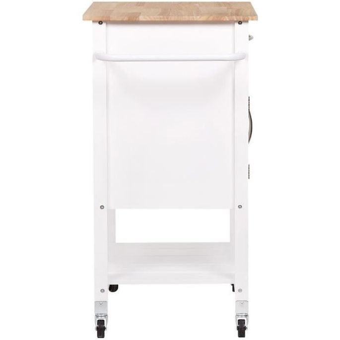 Desserte de cuisine 2 portes 1 tiroir en hévéa - Blanc laqué - L 60 x P 48 x H 90 cm - PEDRO - Photo n°5