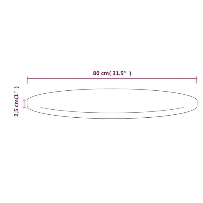 Dessus de table Ø80x2,5 cm Bois de pin massif - Photo n°5
