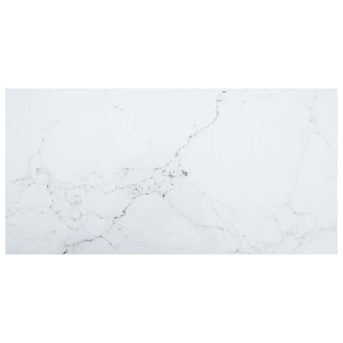 Dessus de table Blanc 100x50 cm 6 mm Verre trempé design marbre - Photo n°1