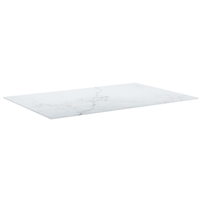 Dessus de table Blanc 100x62 cm 8 mm Verre trempé design marbre - Photo n°3