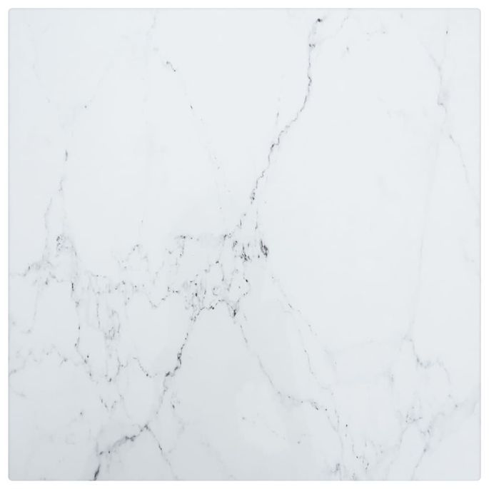 Dessus de table Blanc 30x30cm 6mm Verre trempé et design marbre - Photo n°1