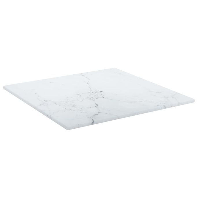 Dessus de table Blanc 30x30cm 6mm Verre trempé et design marbre - Photo n°3